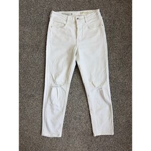 Pilcro and the Letterpress High-Rise Slim Distressed White Straight Leg Jeans 27